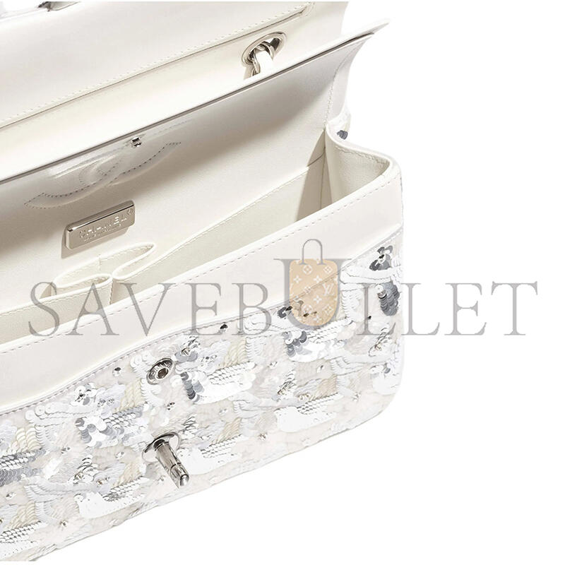 CHANEL 25S 11.12 EMBROIDERED SATIN SEQUIN SHOULDER BAG A01112 (25.5*15.5*6.5cm)